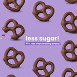 UNREAL dark chocolate pretzels on a plate for snacking
