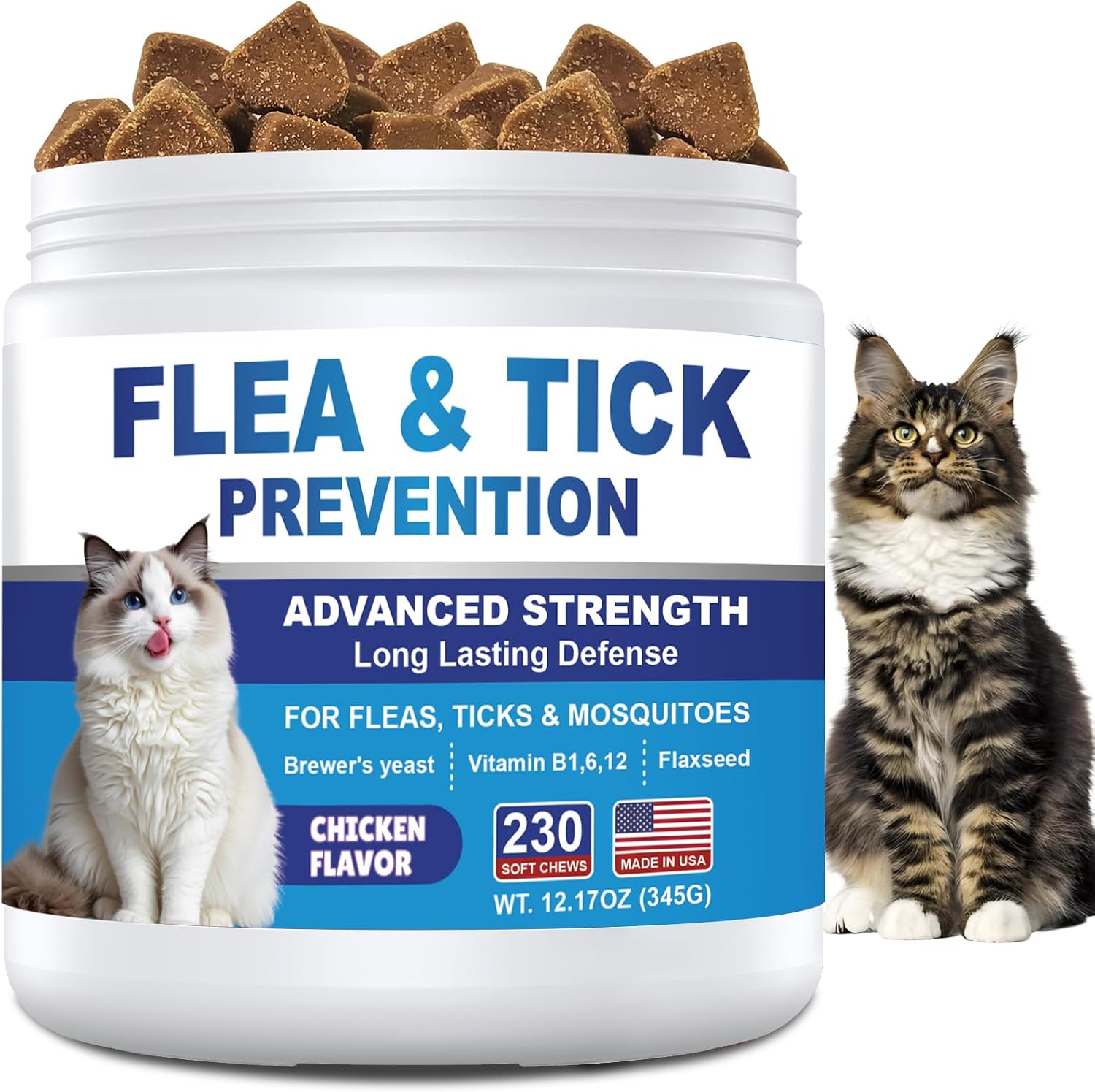 Carmelie ColEaze cat flea and tick prevention chicken flavored soft chews container front view