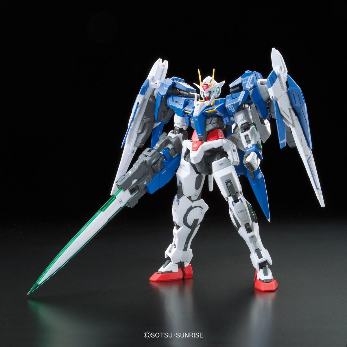 Bandai Hobby Real Grade 00 Raiser model kit side profile display