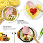Oannao pink silicone cooking tools with wooden handles