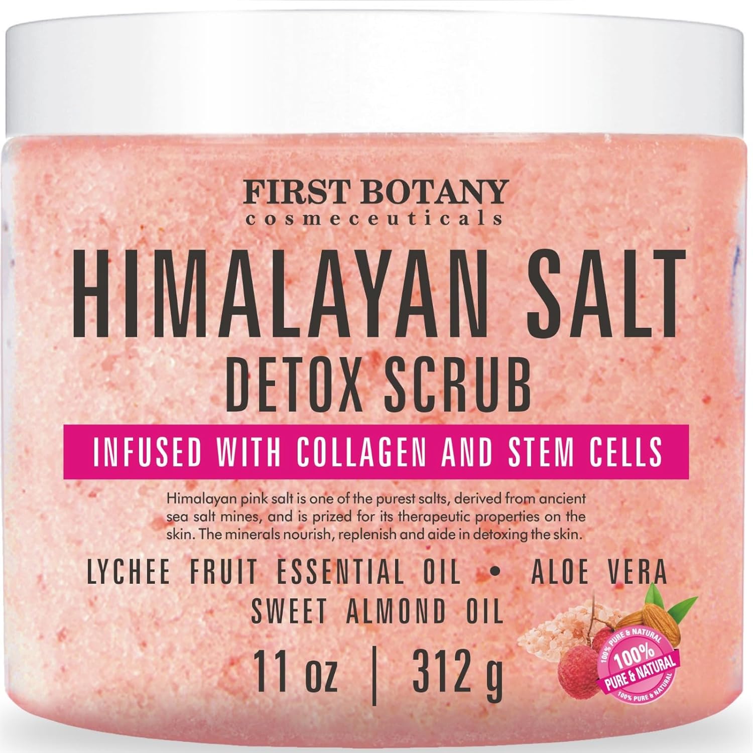 First Botany Body Scrub - Natural Exfoliating Salt Scrub & Body and Face Souffle helps with Moisturizing Skin, Acne, Cellulite, Dead Skin Scars, Wrinkles (Himalayan Salt) - Image 1