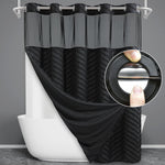 WONICY No Hook Shower Curtain front view hanging in modern bathroom setup