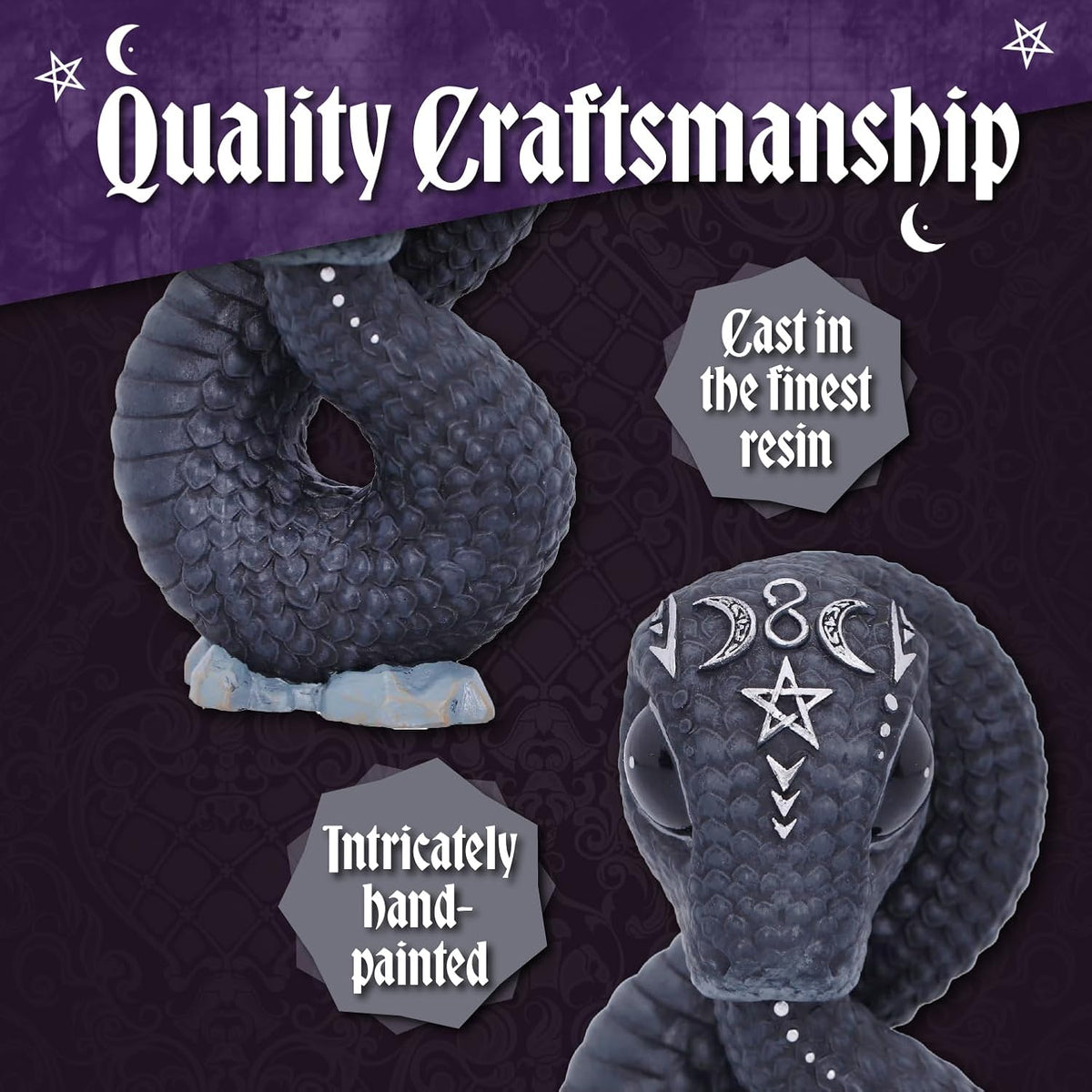 Nemesis Now Ouroboros serpent statue side profile showing tail biting symbol and coiling form