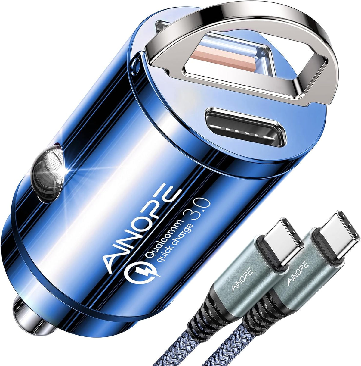 AINOPE 90W for iPhone 17/16/15 Pro Max Car Charger USB C Fast Chage, [Mini&Metal] Invisible Cigarette Lighter Adapter with 3FT USB C to C Cable, Car Accessories for Mother Him Her, Adapter for iPhone - Image 11