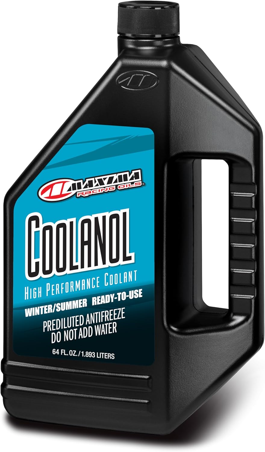 Maxima Coolanol Fifty Fifty Blend Performance Coolant front view bottle for motorcycle cooling systems