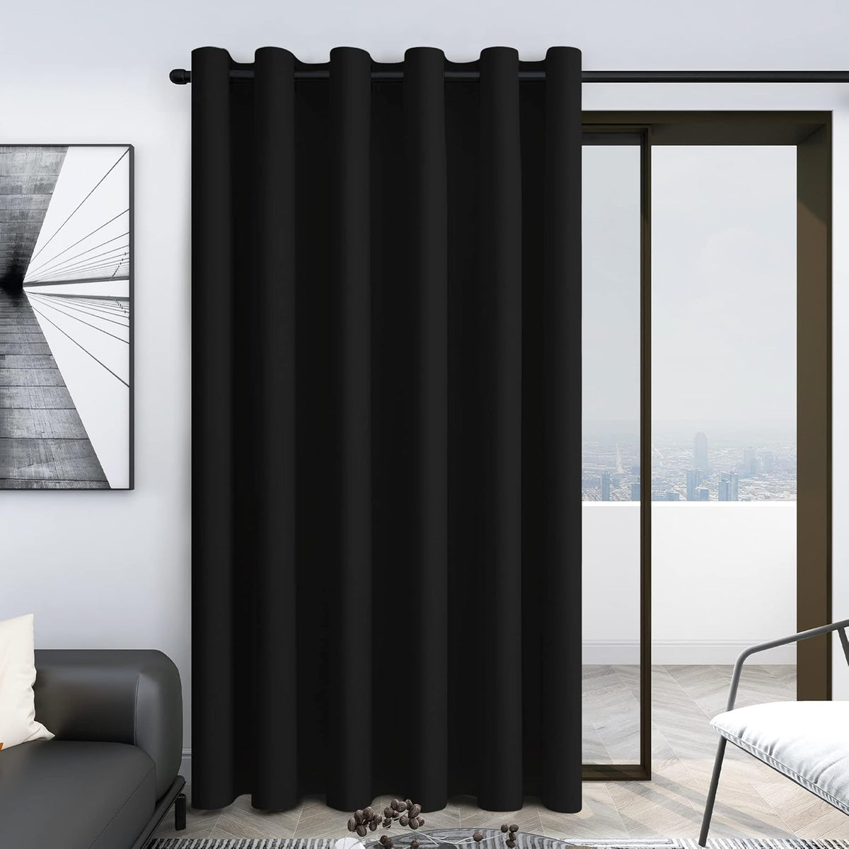 Deconovo room divider curtain front view wide blackout panel