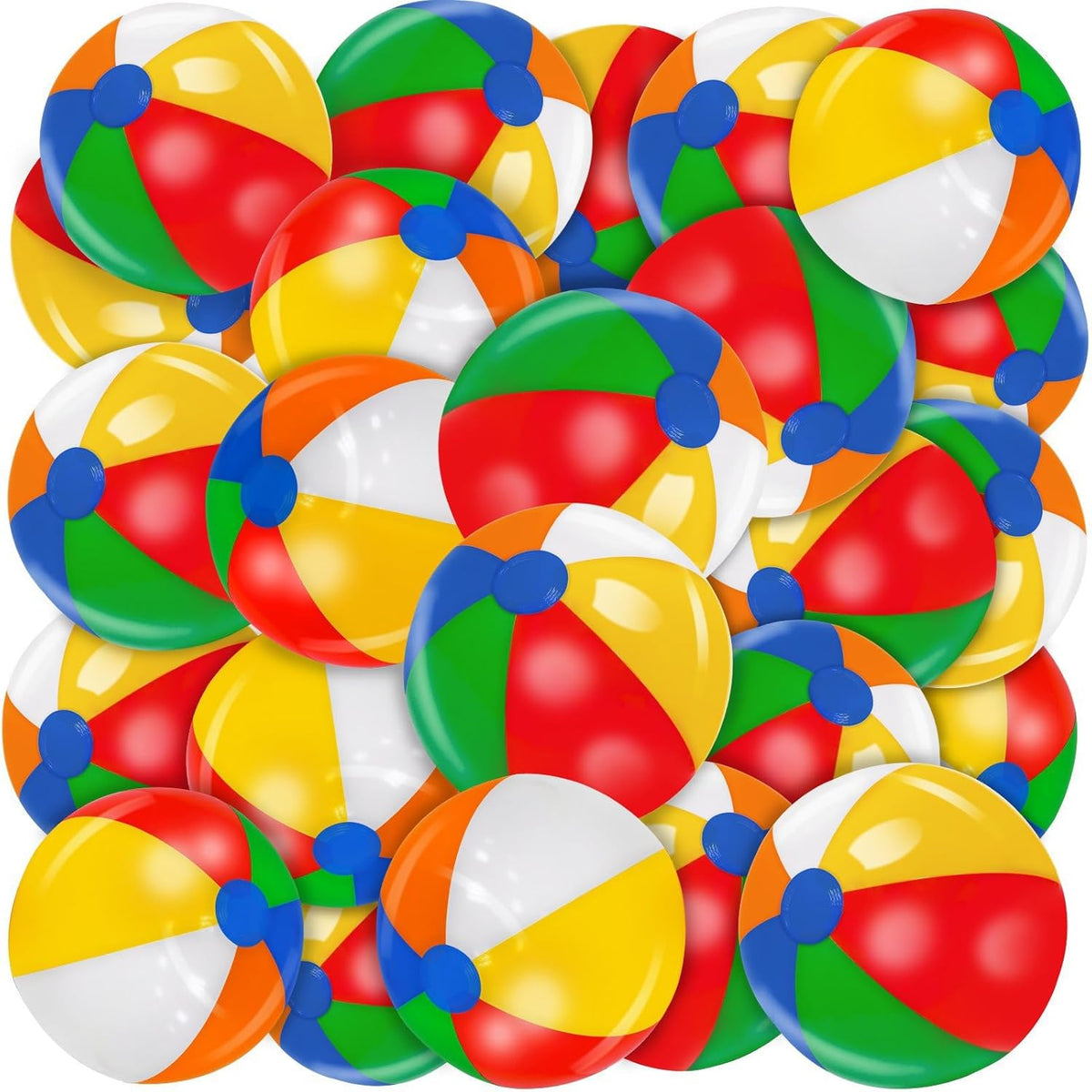 Turnmeon 28 Pack 12 Inch Rainbow Beach Balls bulk set inflated for swimming pool party favors