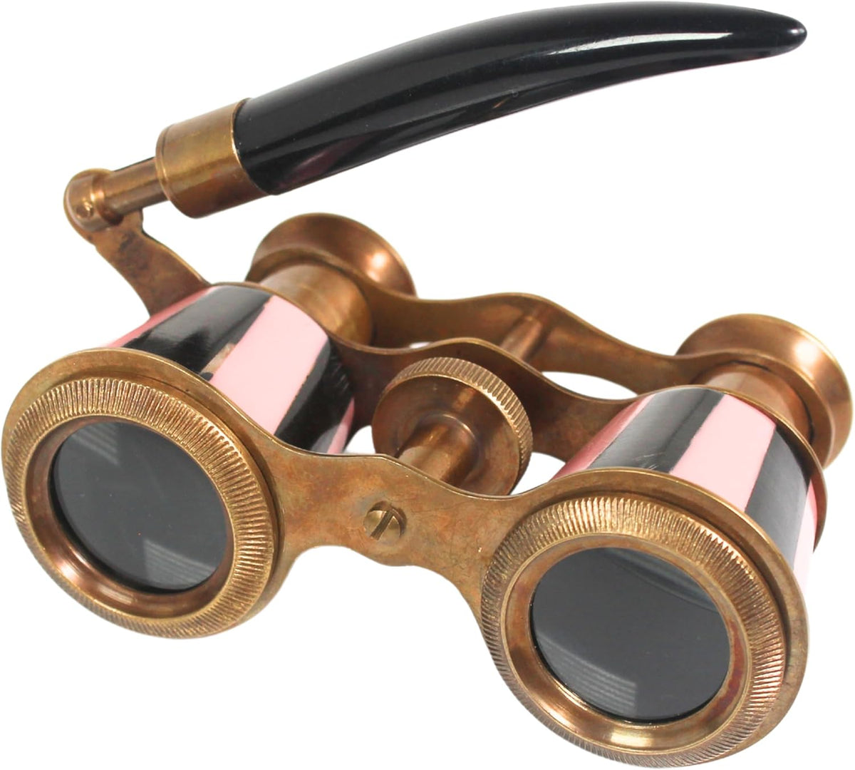 collectiblesBuy vintage opera glasses front view with pink and black enamel design