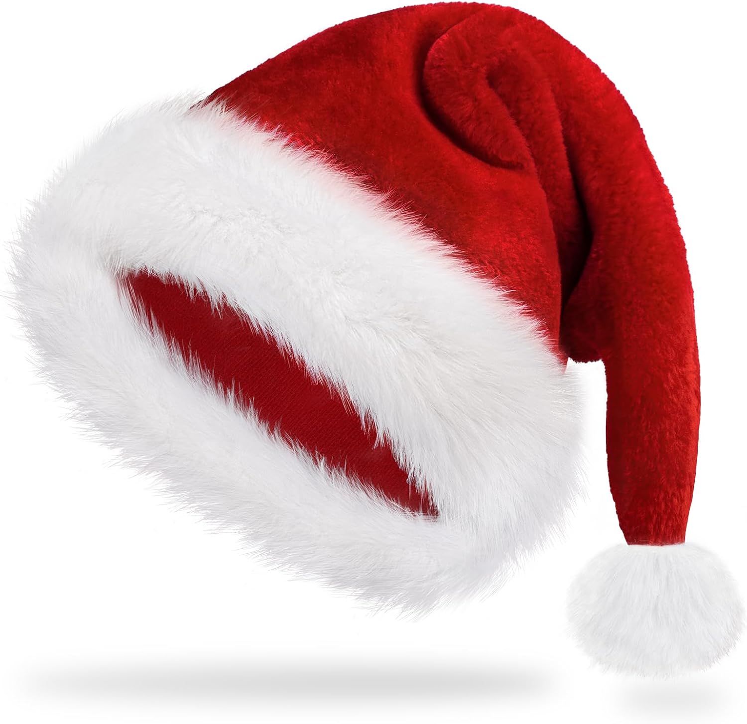Iioscre Adult Christmas Santa Hat front view red velvet holiday headwear