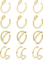 Fake Nose Ring Hoop Fake Septum Fake Nose Ring Fake Septum Nose Ring Fake Nose Piercing Fake Nose Ring Stud Double Fake Noe Rings for Women Men - Image 14