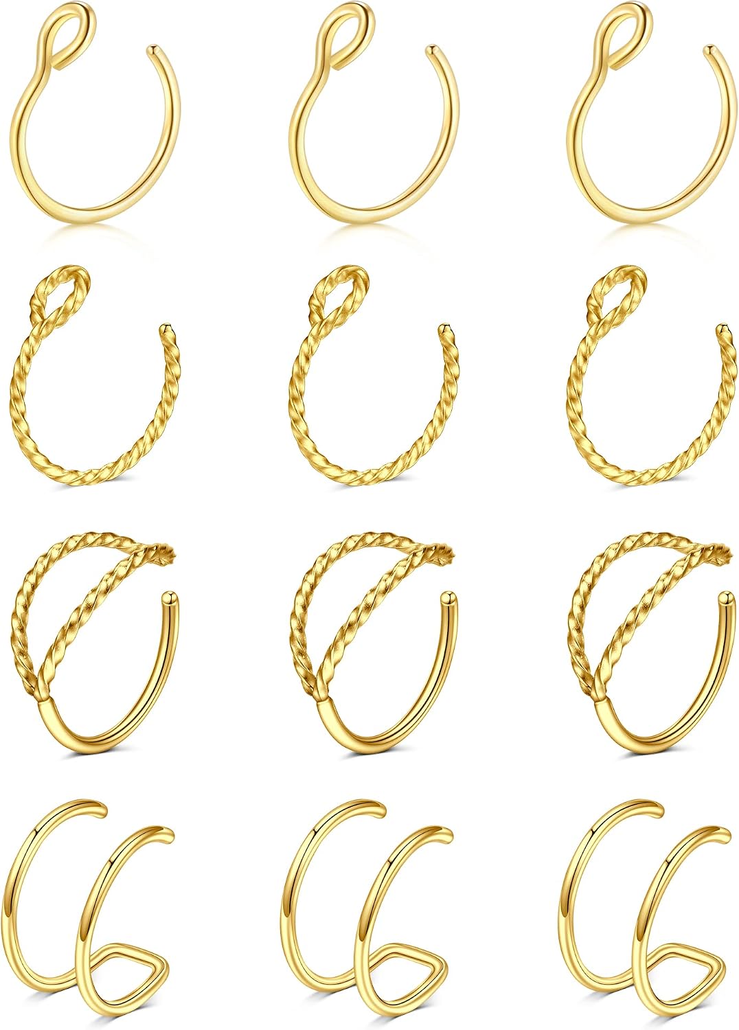Fake Nose Ring Hoop Fake Septum Fake Nose Ring Fake Septum Nose Ring Fake Nose Piercing Fake Nose Ring Stud Double Fake Noe Rings for Women Men - Image 14