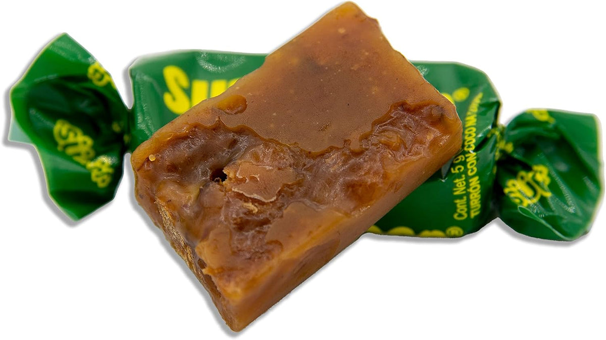 Nutritional facts and ingredient label on the back of the Supercoco Turron bag.