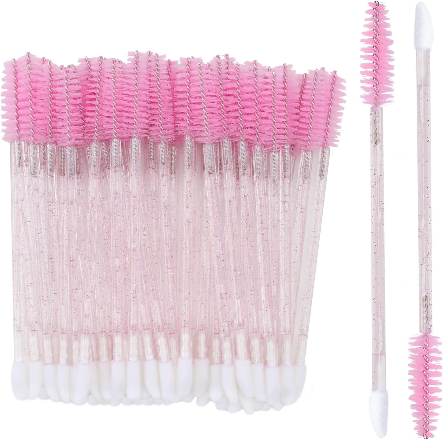 G2PLUS dual ended eyelash and lip brush pack front view showcasing pink mascara wands and lipstick applicators.