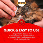 Miracle Care sterile pet eye wipes packaging label details