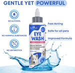 Veterinary formula dog eye rinse containing silver and panthenol for allergy soothing.