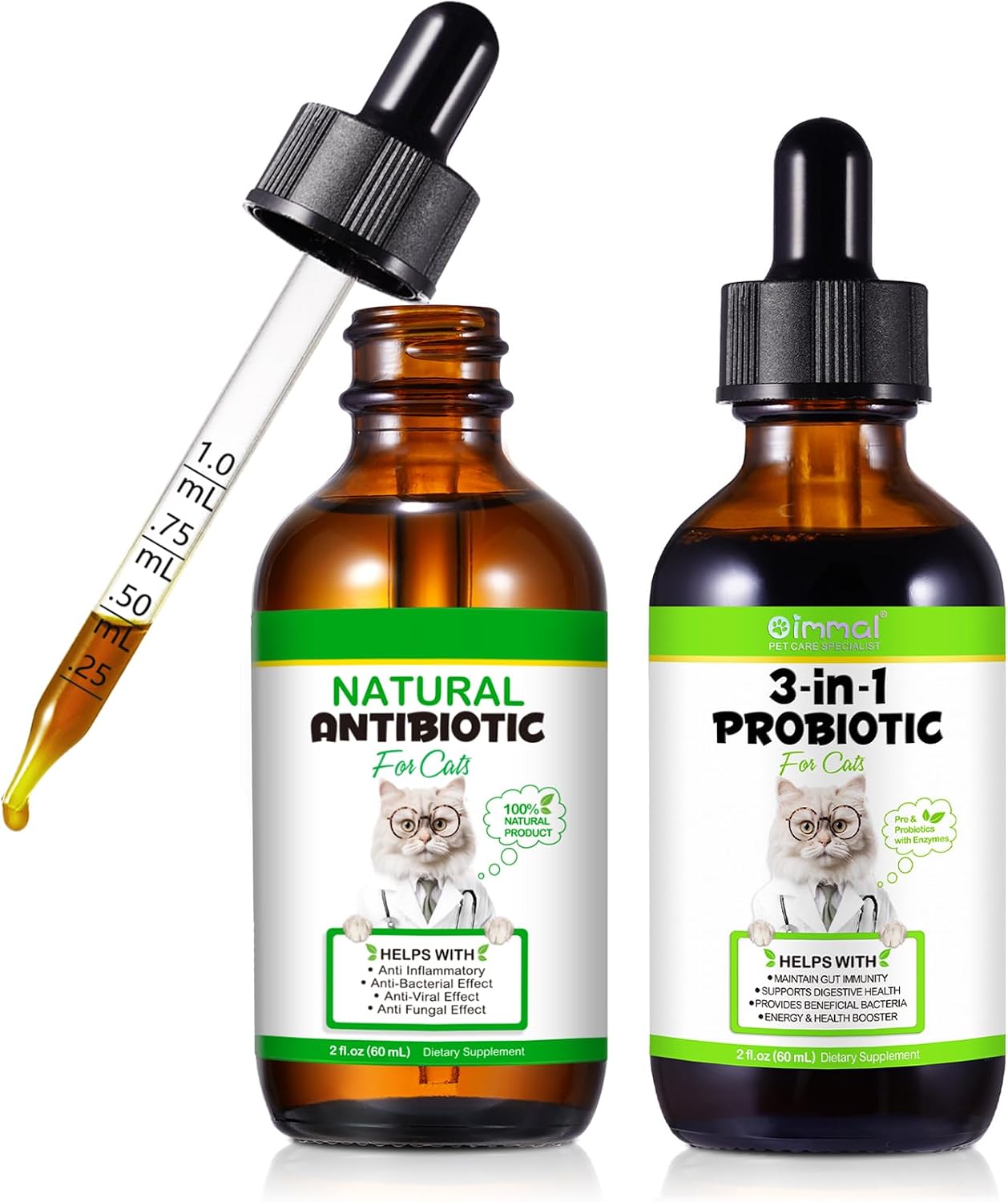 Immal 3 in 1 probiotics for cats front view bottle