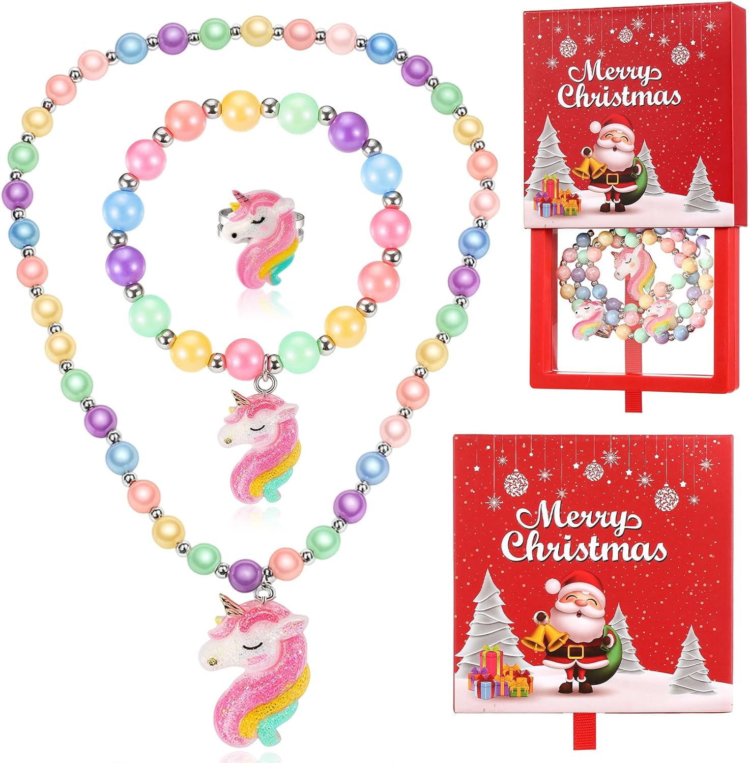 Tondiamo princess jewelry set front view with necklace bracelet and ring inside a gift box