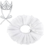 2 Pcs Dog Crown Headband Dog Tutu Dress Set Crystal Rhinestone Tiara Crown Tutu Skirt Pet Dress Costume for Puppy Birthday Party Wedding Photo Prop Costume(X-Large,Rose Red, White) - Image 15
