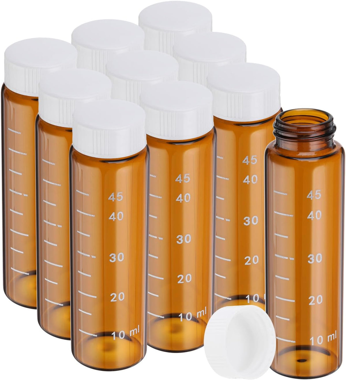 PATIKIL 10pcs 5ml Small Brown Glass Vials with White Screw Cap, Borosilicate Glass Graduated Sample Bottles for Solid Liquid Powder Storage - Image 13