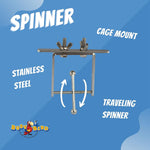 Indestructible bird puzzle showing the traveling metal bar mechanism for heavy chewing parrots.