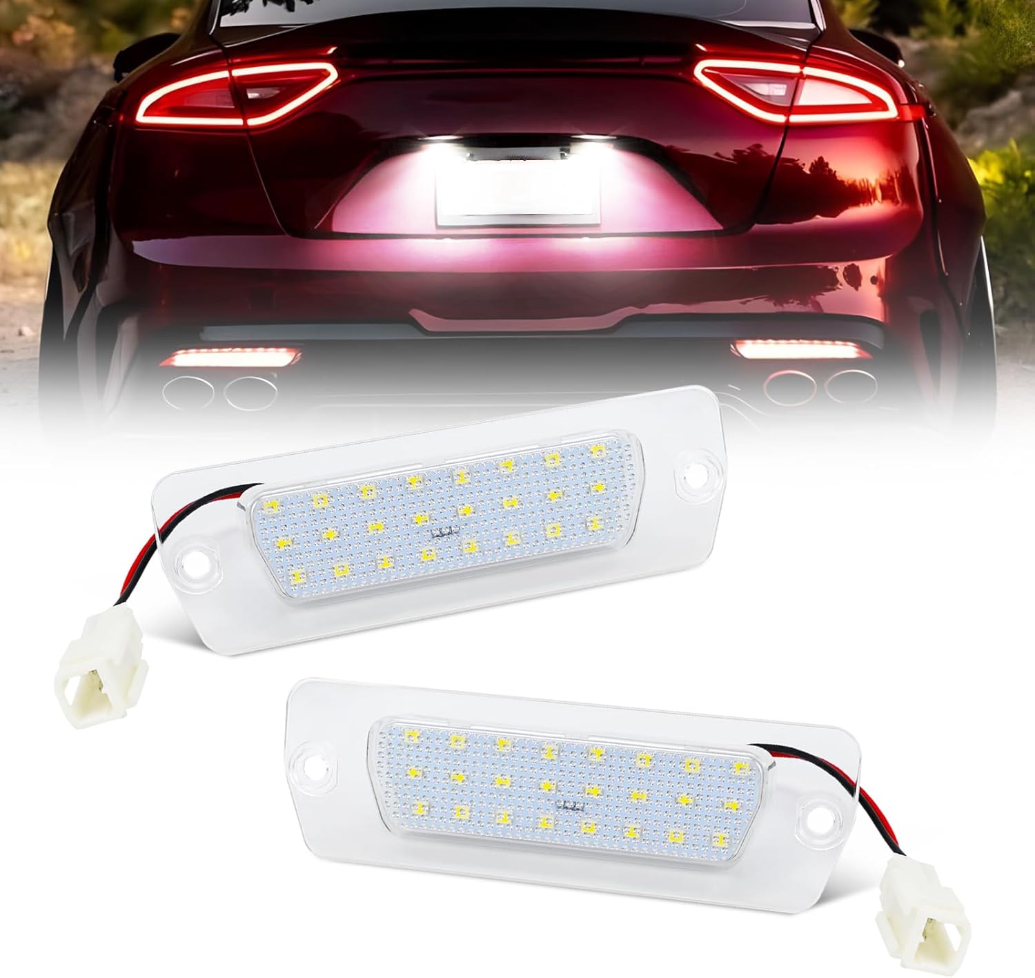 OPP ULITE LED license plate light front view showing 48 SMD chips for premium automotive lighting upgrade.