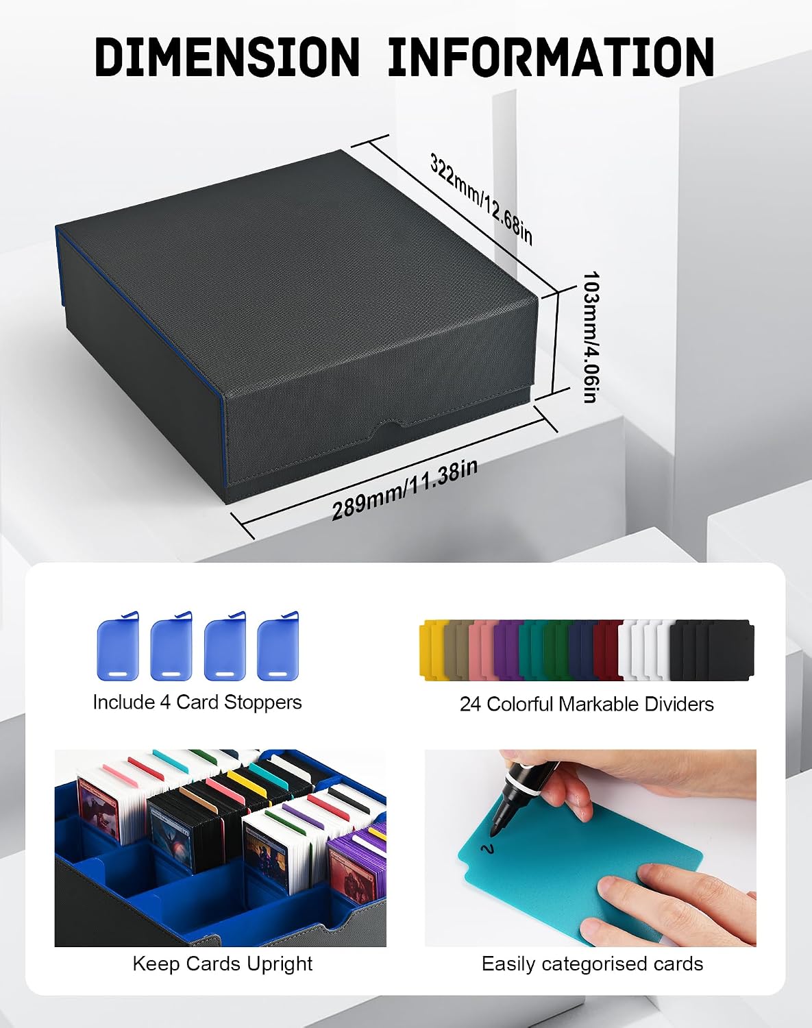 Trading card storage case highlighting magnetic lid closure mechanism