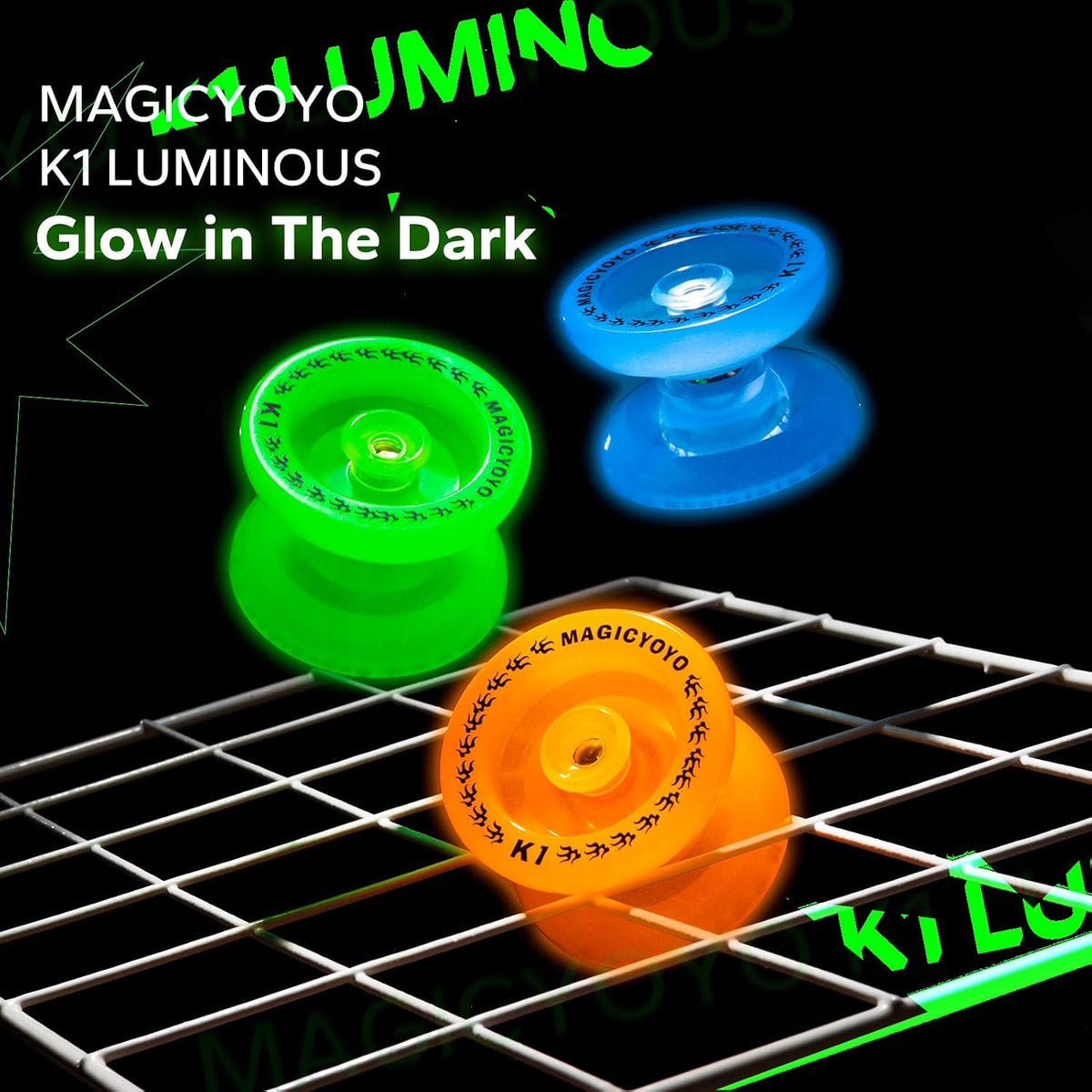 MAGICYOYO K1 Plus Glow in the Dark Green YoYo side profile