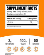 BulkSupplements L-Proline amino acid powder label details
