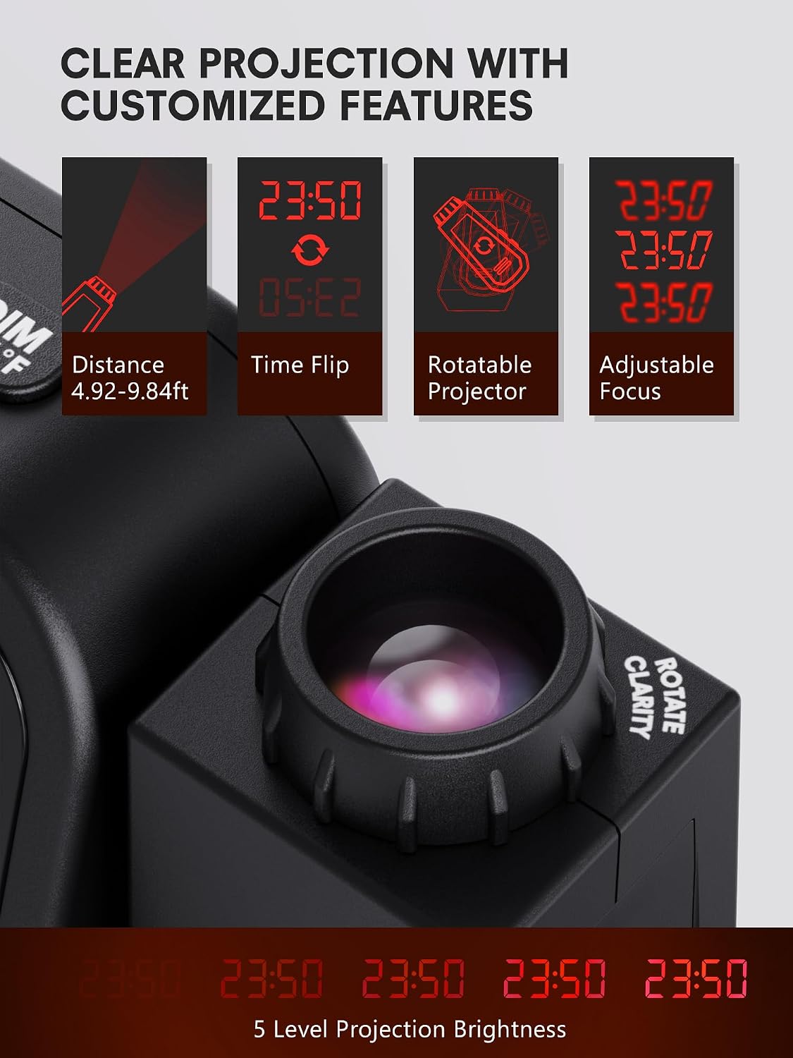 Mesqool projection alarm clock dual alarms and dimmer controls