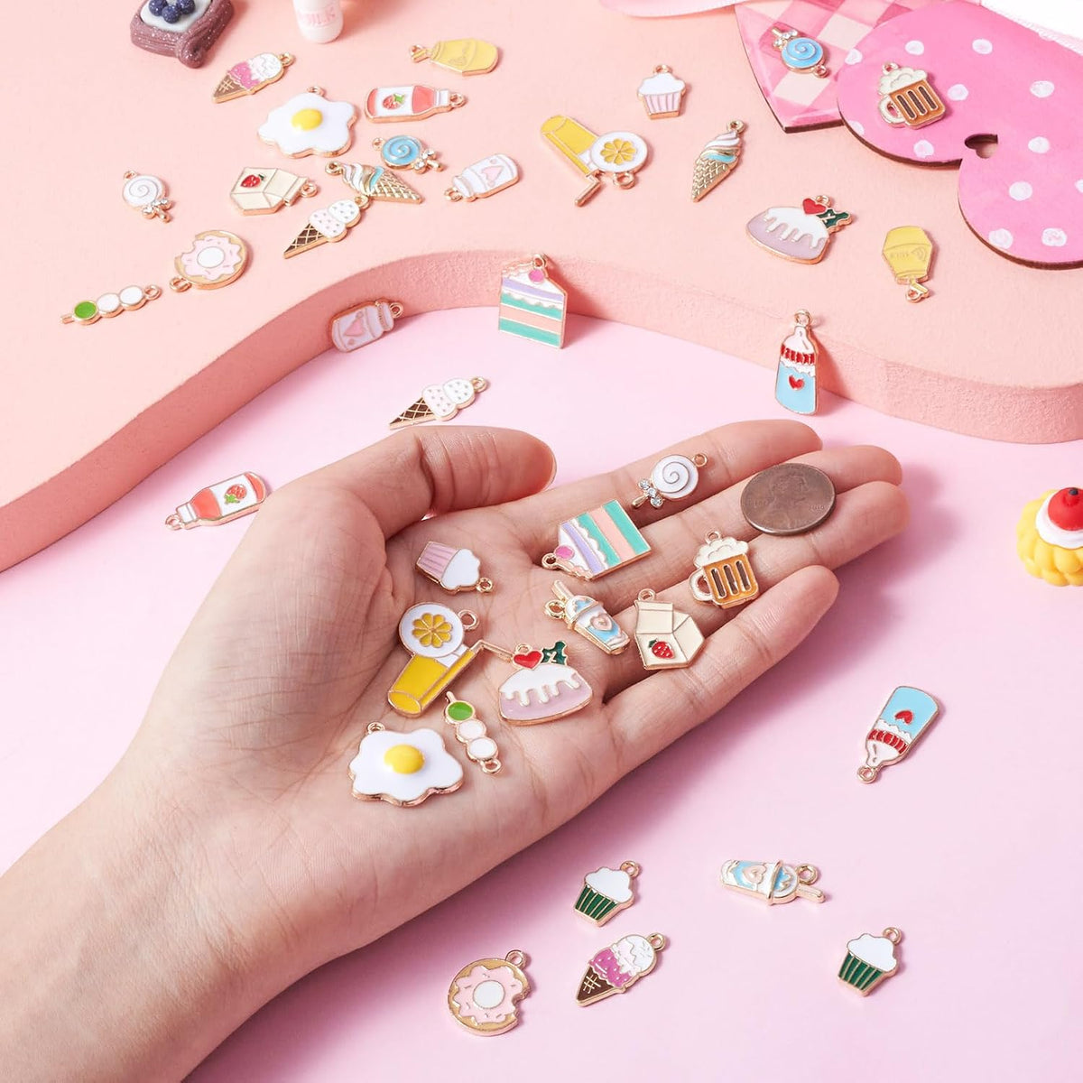 Craftdady cute food pendants packaging and full set overview