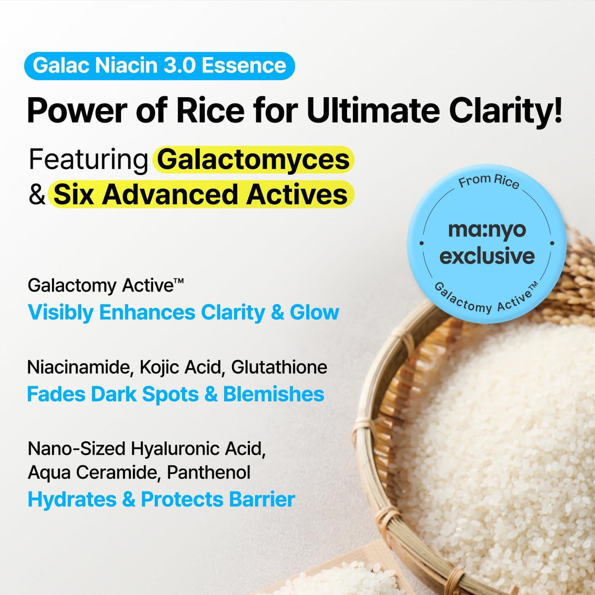 Close up of Manyo Galac Niacin 3.0 Essence dropper bottle.