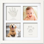 KeaBabies Baby Hand and Footprint Kit alpine white front view showing clay impressions and baby photos