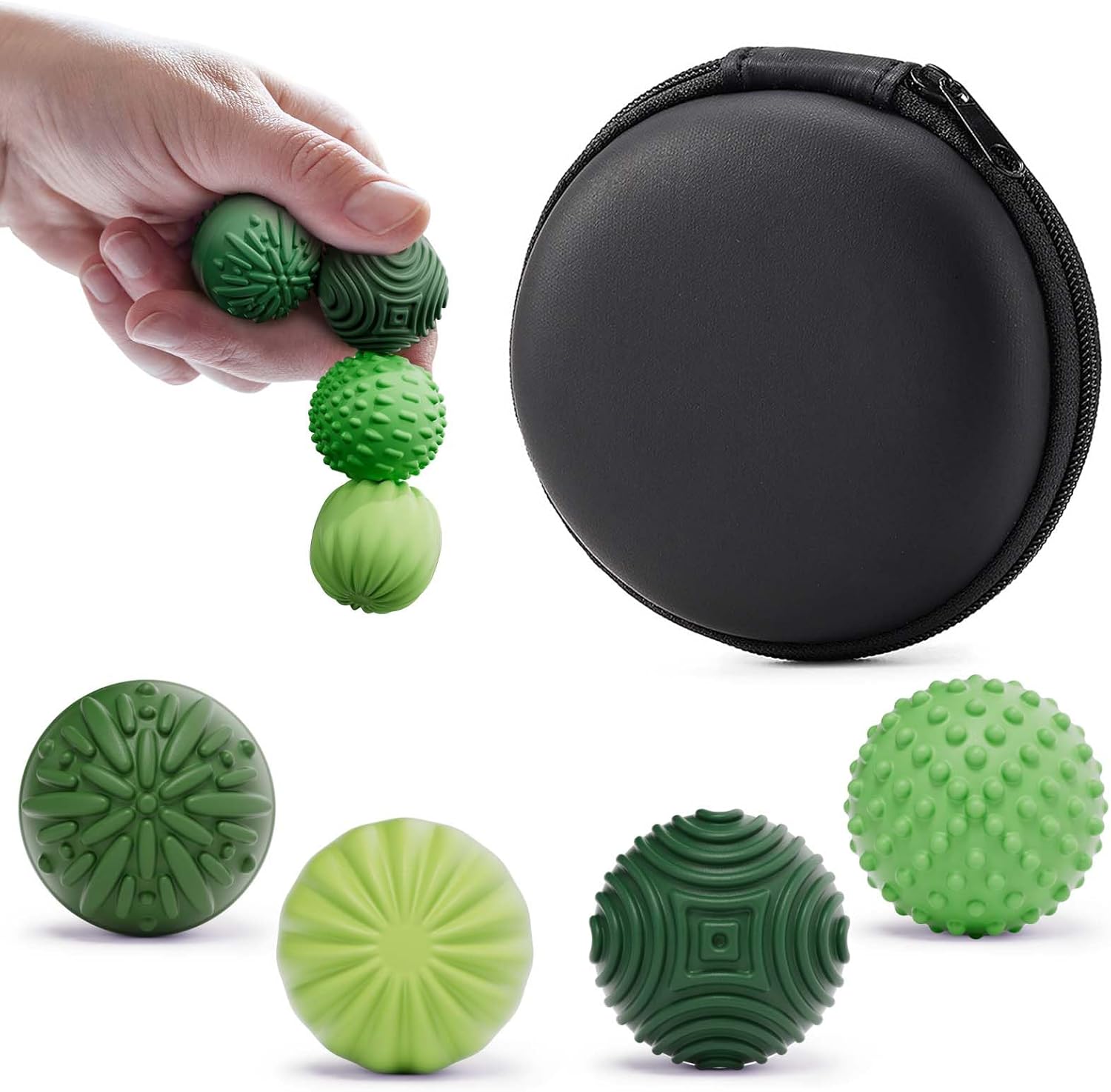 Silicone Magnetic Balls Fidget Toys for Adults & Teens,4PCS Stress Relief Sensory Toys for Autism ADHD Anxiety,Fun Textures Gadgets,Office Desk Toy,Stocking Stuffers for Women Men Teen Gift - Image 1