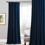 StangH navy blue velvet blackout curtain front view luxury drape