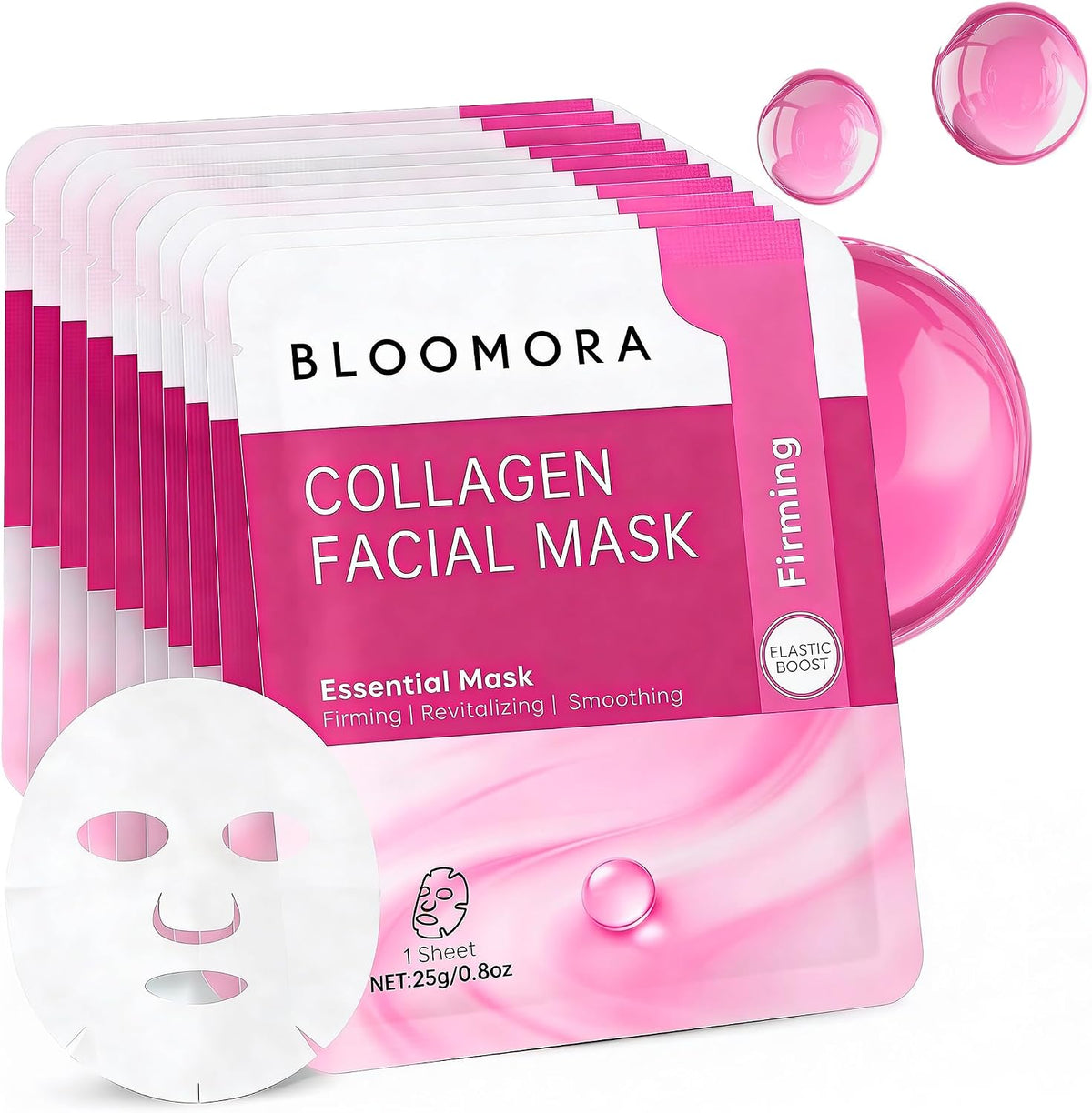 Overnight Collagen Face Mask, Hydrogel & Low Molecular Deep Collagen Mask, Glass Skin Face Mask, Collagen Mask Overnight + Firming & Elasticity, Hydrating Face Masks 34g*4ea, Face Masks Skincare Pack - Image 11