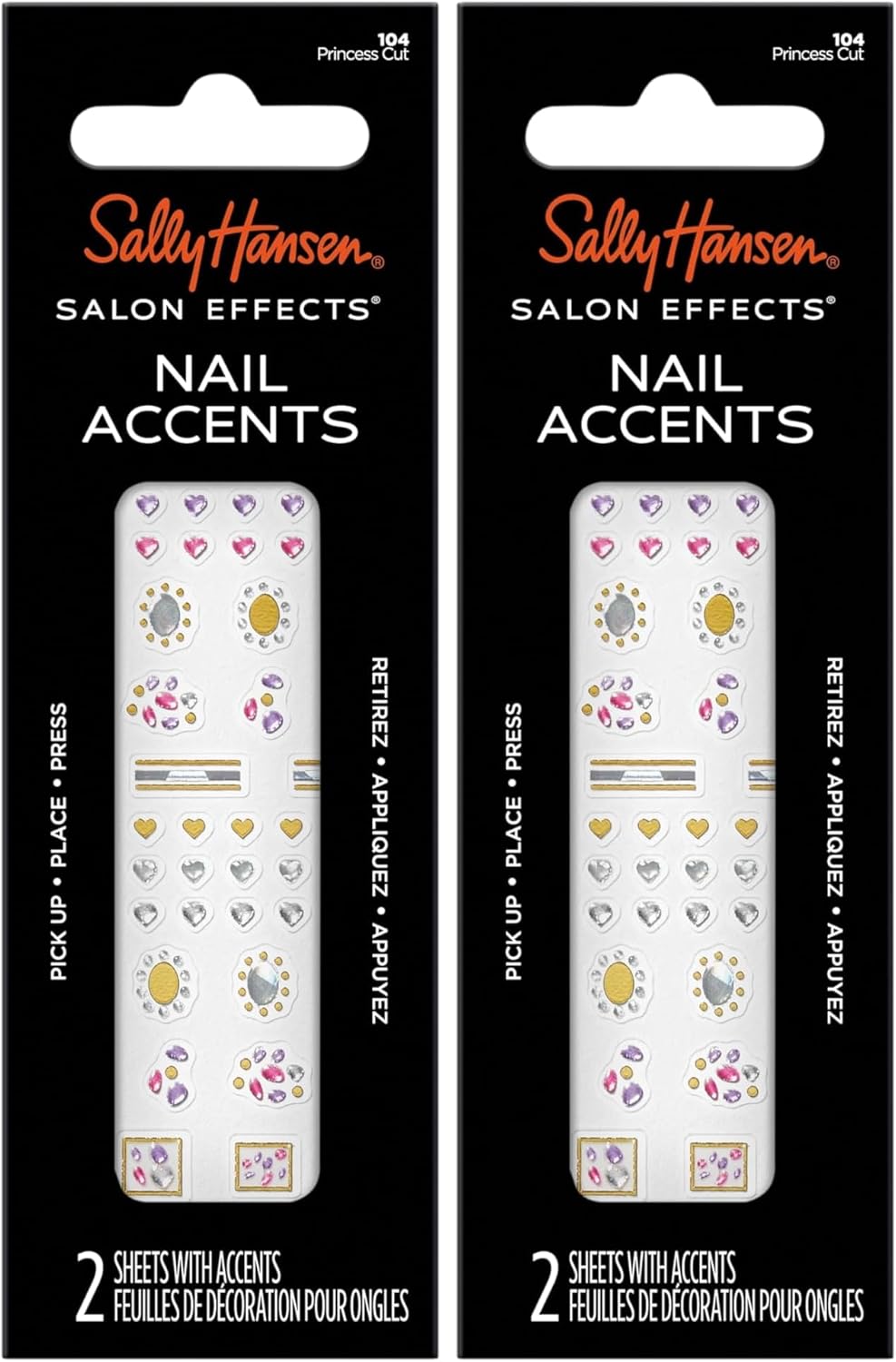 Sally Hansen Salon Effects Nail Accents | Easy to Use, No Commitment, Mix and Match Designs | Nail Art Decals for Polish or Bare Nails | Princess Cut | Heart Shaped and Jewel Designs - Image 2