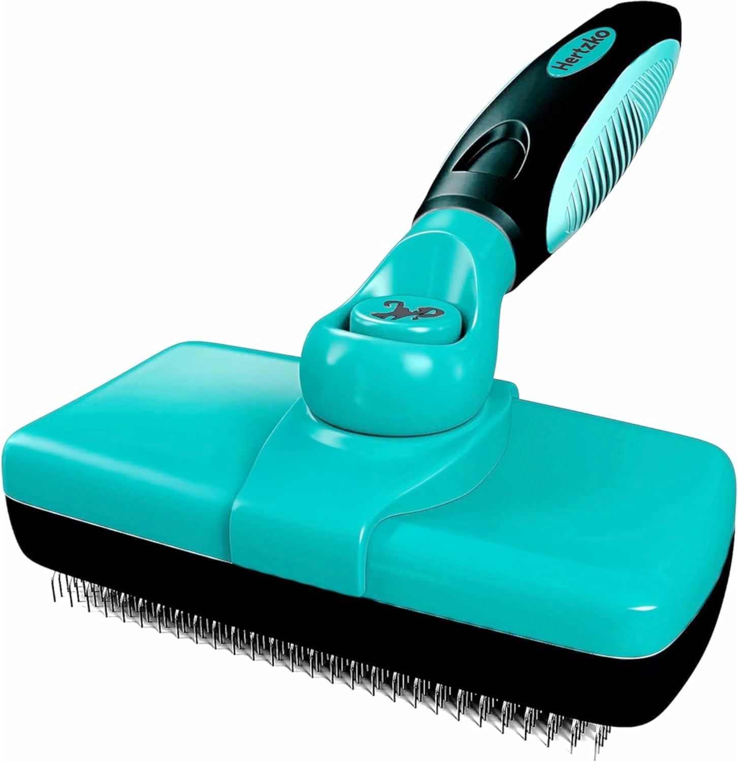 Hertzko self cleaning slicker brush aqua front view showing fine wire bristles