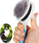 eMMiuss pet grooming tool with one click hair release button pressed