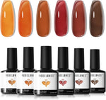 modelones Fall Gel Nail Polish Set 6 Colors, Nude Brown Burgundy - Image 12