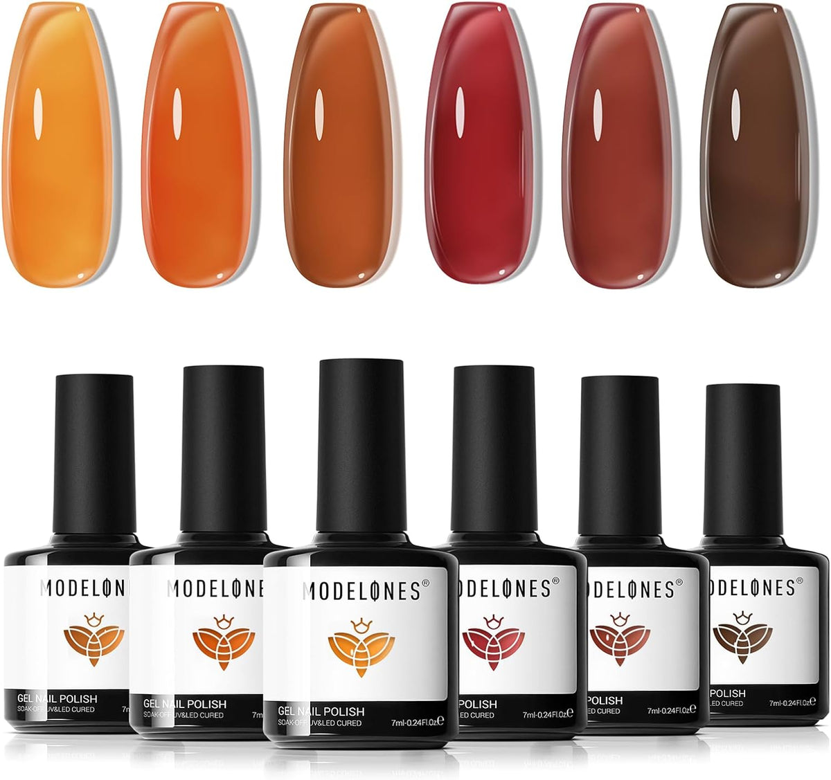 modelones Fall Gel Nail Polish Set 6 Colors, Nude Brown Burgundy - Image 12