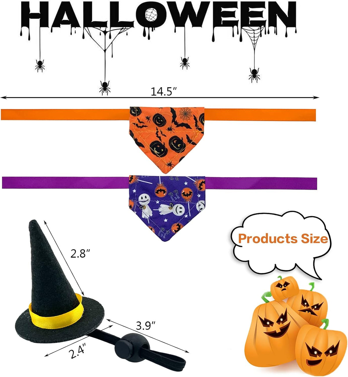 Adjustable black miniature wizard hat with elastic chin strap for small reptiles and hamsters