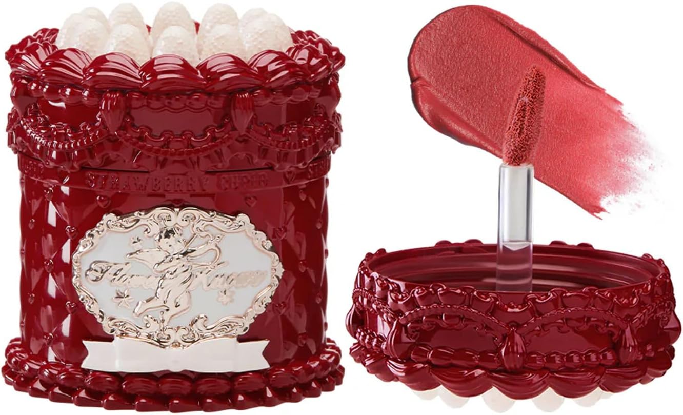 Flower Knows Strawberry Cupid Cake Lip Cream V09 Velvet front view collectible jar
