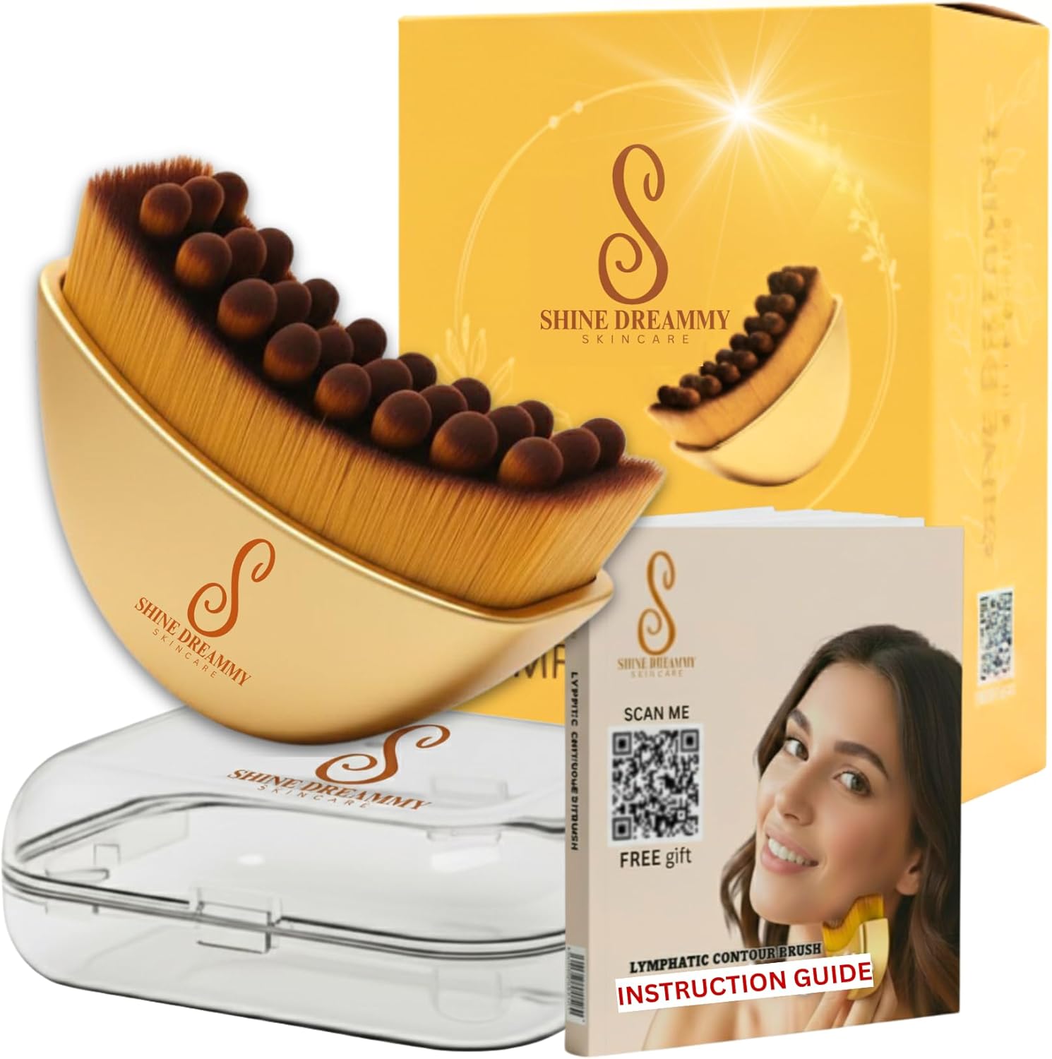Shine Dreammy Lymphatic Contour Face Brush front view for professional facial drainage massager.