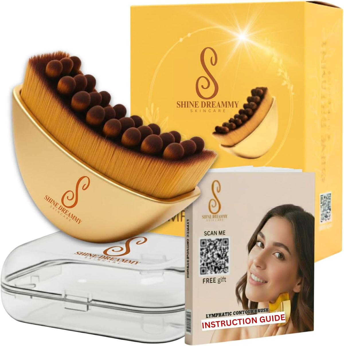 Shine Dreammy Lymphatic Contour Face Brush front view for professional facial drainage massager.