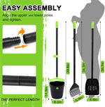 All components of the ibestbuy three piece pooper scooper set clipped together for compact storage