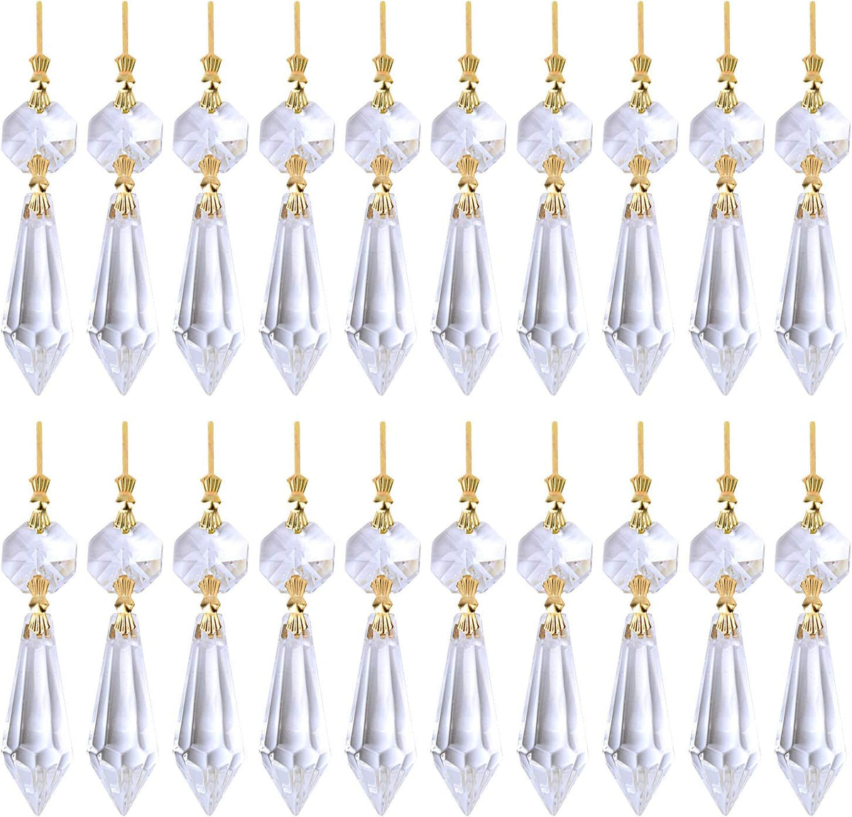 20pcs Crystals Prisms Glass Tip Beads Black Chandelier Icicle Drops Hanging Crystal Replacements Pendants for DIY Craft Jewelry Ornament Wedding Christmas Lamp Decoration, 35 mm - Image 10