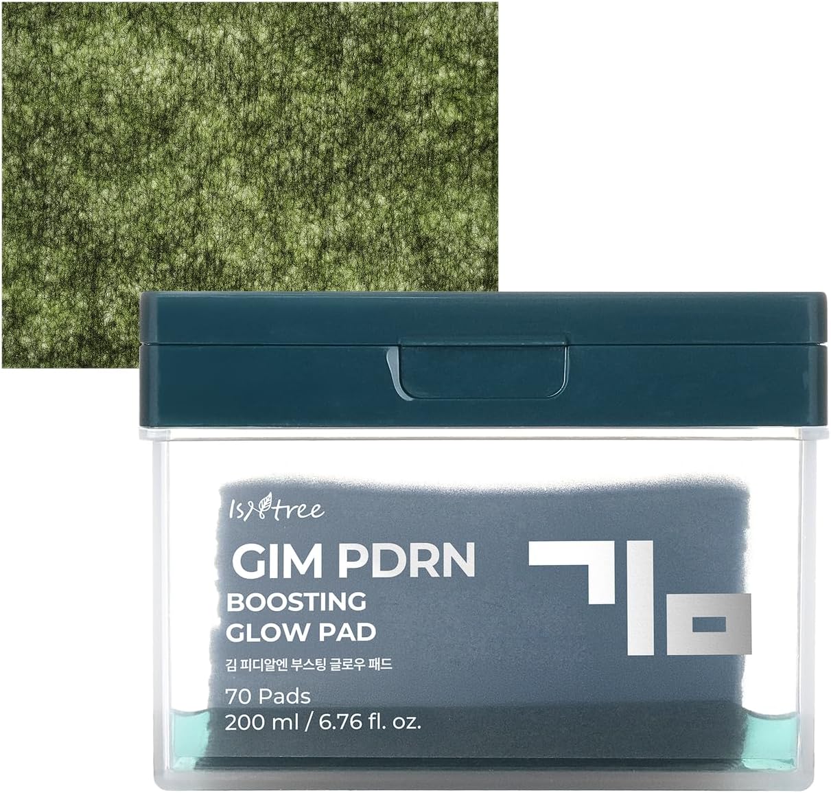Isntree GIM PDRN Boosting Glow Toner Pad front view container showing seventy count packaging.