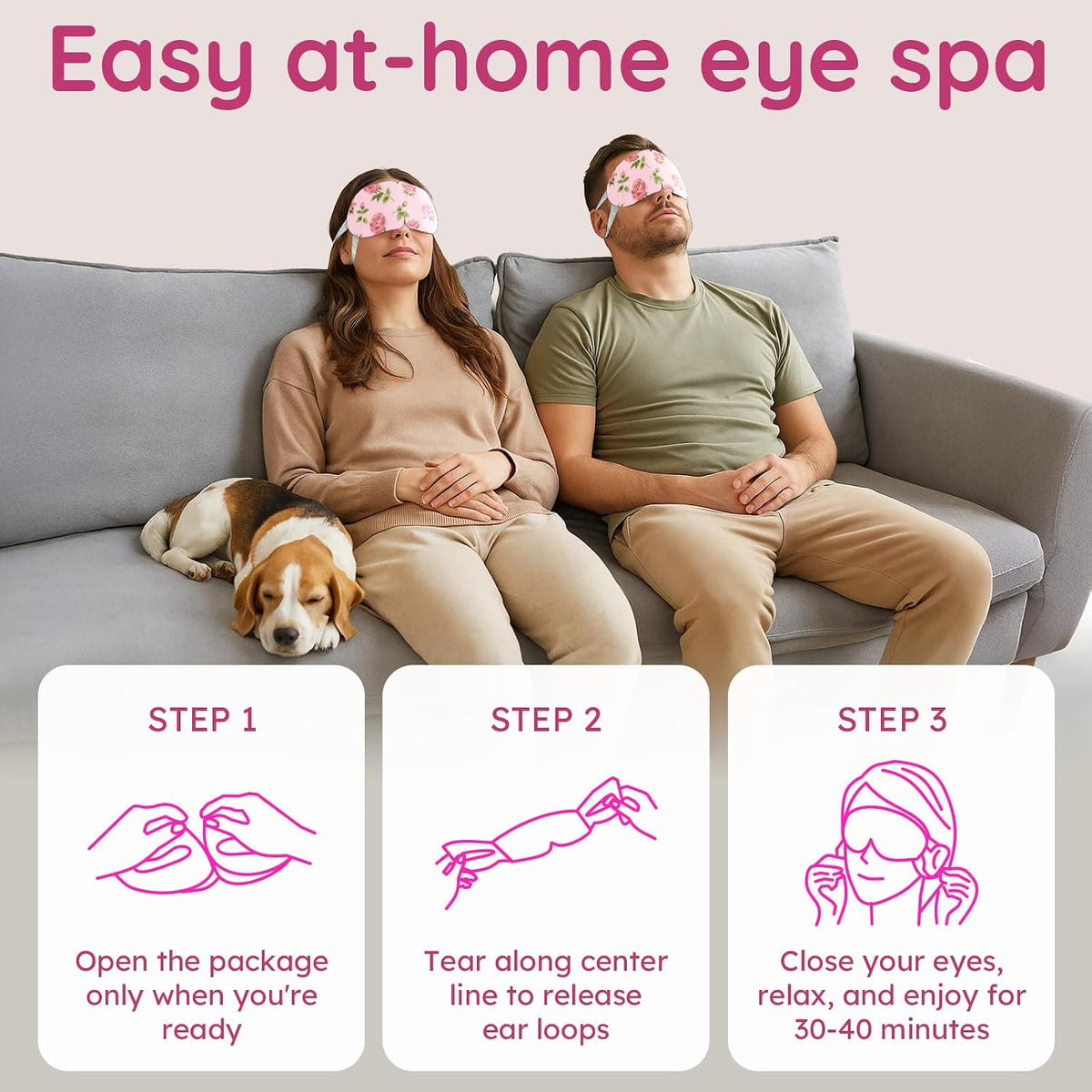 Bloomora heated eye mask displaying ergonomic ear loops