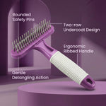 Dual row pet grooming rake for shedding control