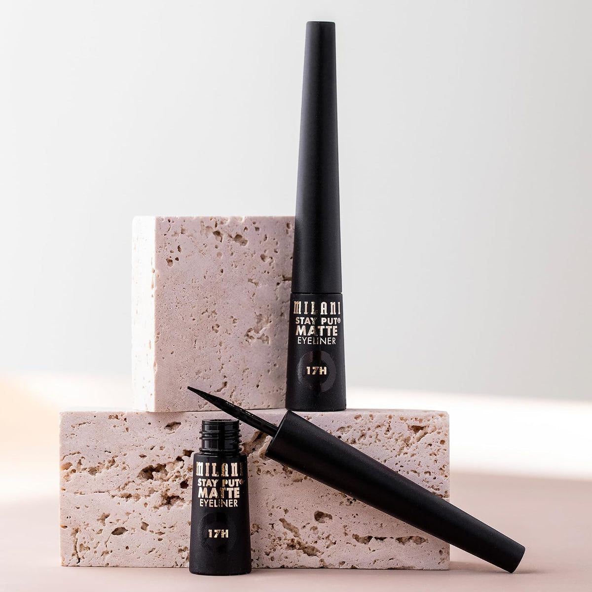 Milani water resistant matte liquid liner swatch on skin